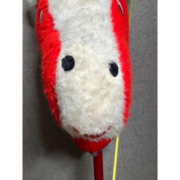 RARE Vintage Broom Stick Riding Horse Pony Plush Toy 40s Red white-Green Hair - Picture 6 of 9